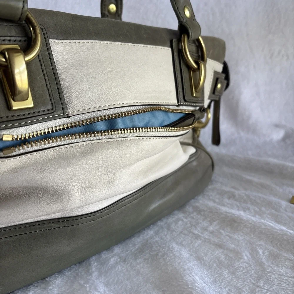 COACH Legacy Army Green White Leather penelope spectator bag 13165